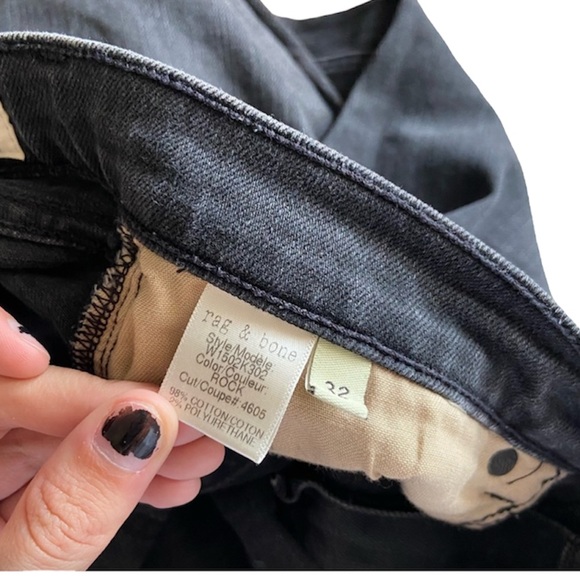 Rag & Bone The Skinny Jean in Rock Washed out Black Ankle Jeans Size 32 - Picture 8 of 9